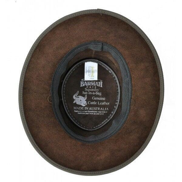 Barmah Hats Foldaway Bronco Fullgrain - Donkerbruin - Koeienleer - Opvouwbaar