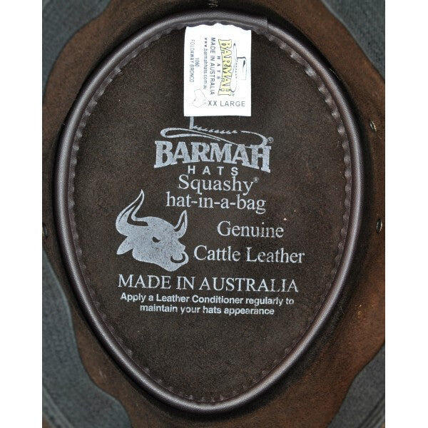 Barmah Hats Foldaway Bronco Fullgrain - Zwart - Koeienleer - Opvouwbaar