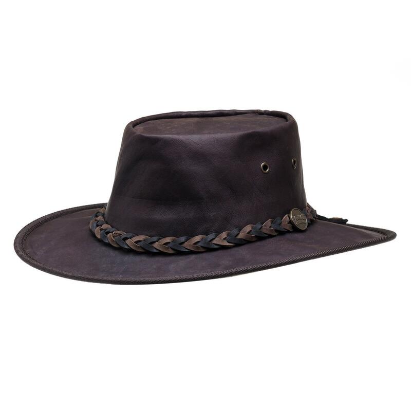 Barmah Hats Squashy Roo Crackle - Kangoeroeleer - Opvouwbaar