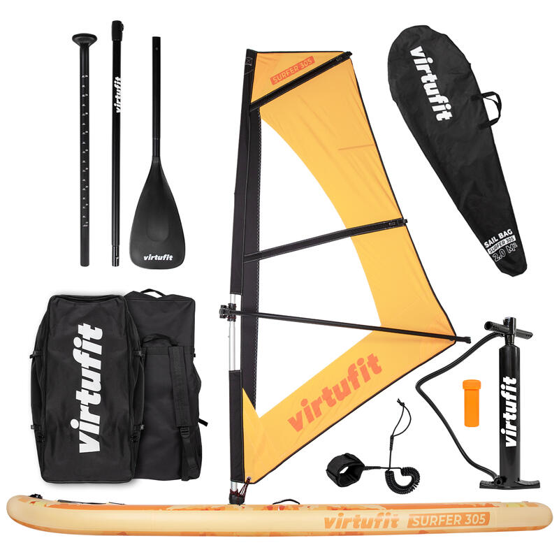 Tabla paddle surf - Surfer 305 - Naranja - Con vela de viento y accesorios