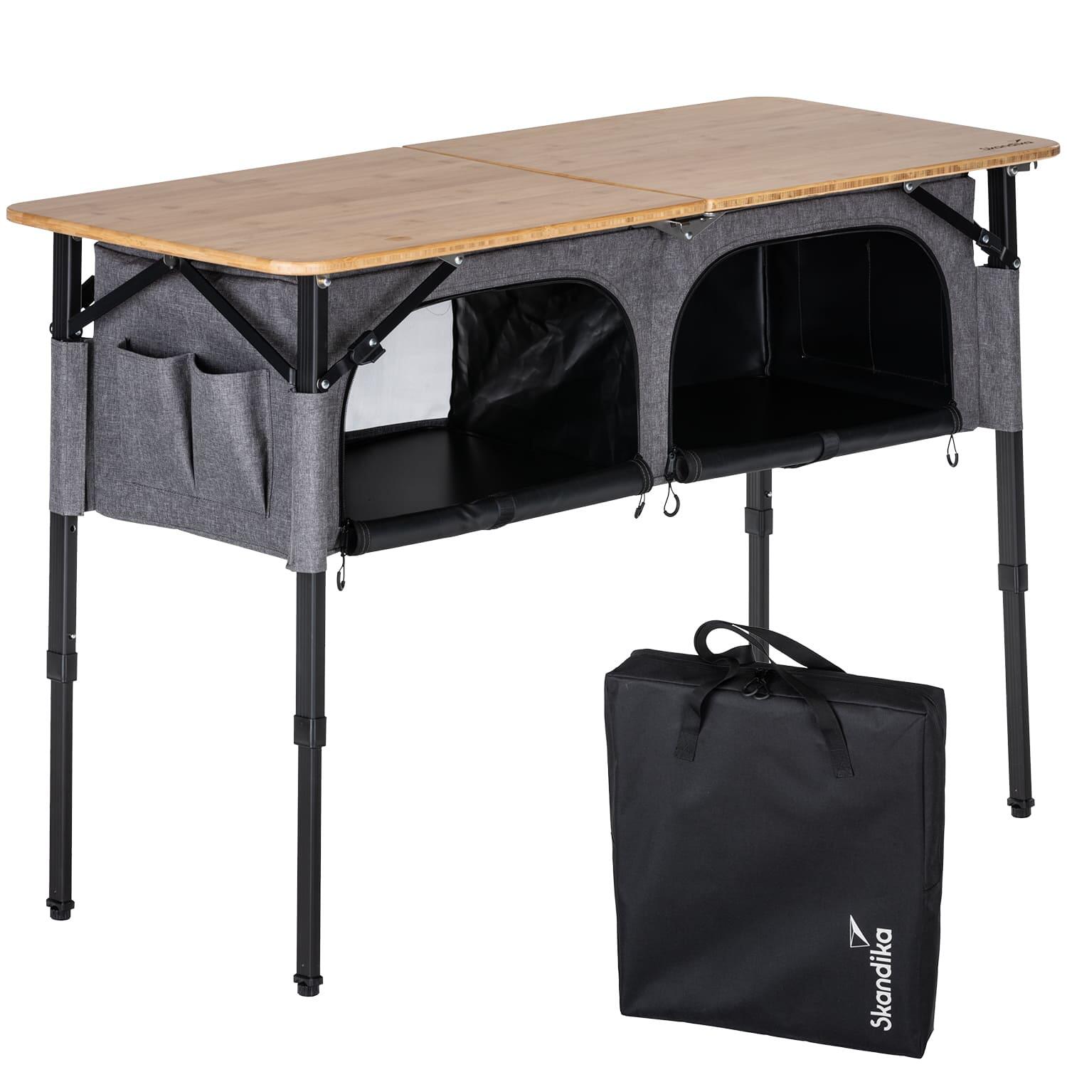 Mesa de campismo Tolja com armário - Outdoor - regulável em altura - dobrável