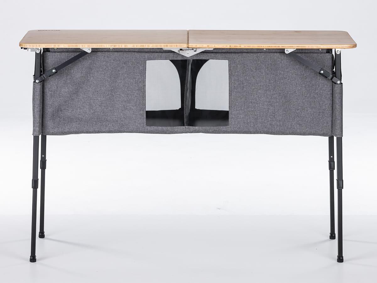 Table de camping pliante avec armoire Tolja - Bambou - Réglable en hauteur 3/7