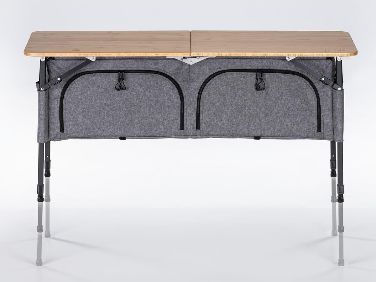 Table de camping pliante avec armoire Tolja - Bambou - Réglable en hauteur 2/7