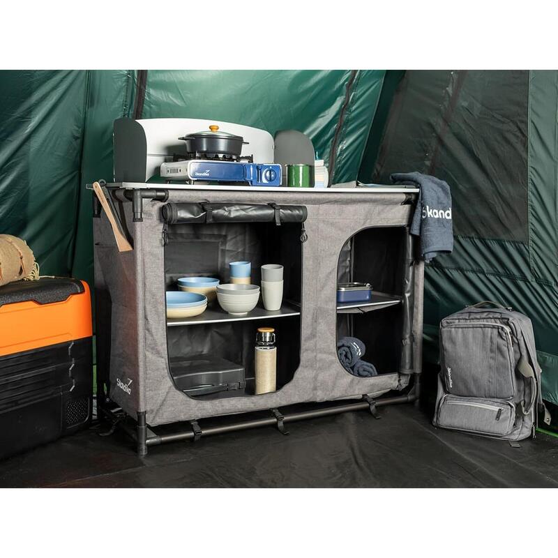 Campingkeuken - Ruoka - Opvouwbare campingkast met aluminium frame - Spoelbak