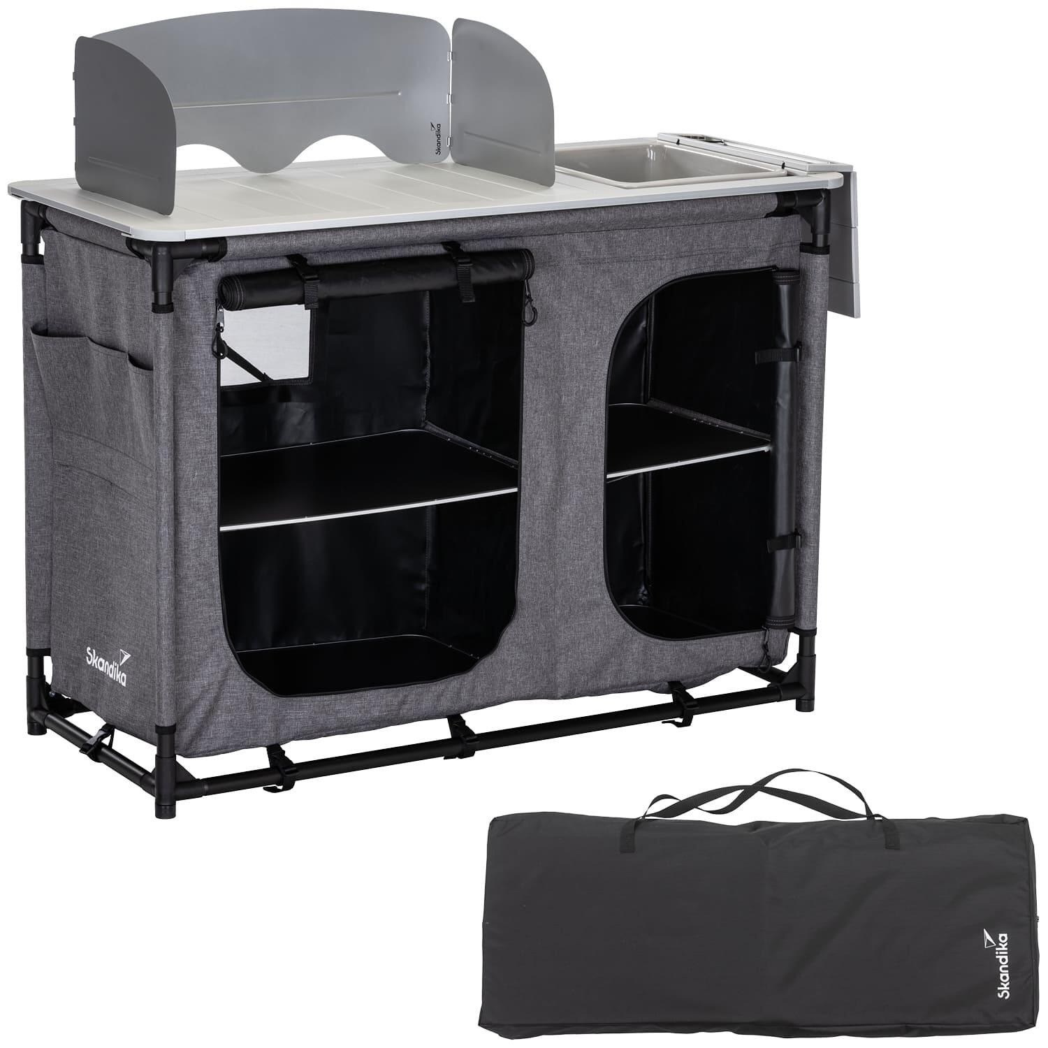 SKANDIKA Kempingová kuchyně Ruoka s hliníkovou konstrukcí se dřezem