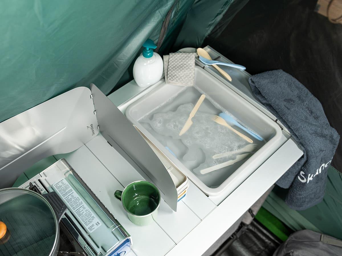 Campingkeuken - Ruoka - Opvouwbare campingkast met aluminium frame - Spoelbak 7/7