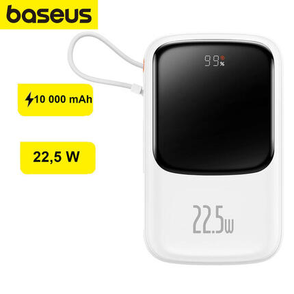 Baseus snelle powerbank 10000mah krachtige powerbank 22.5w met ingebouwde kabel