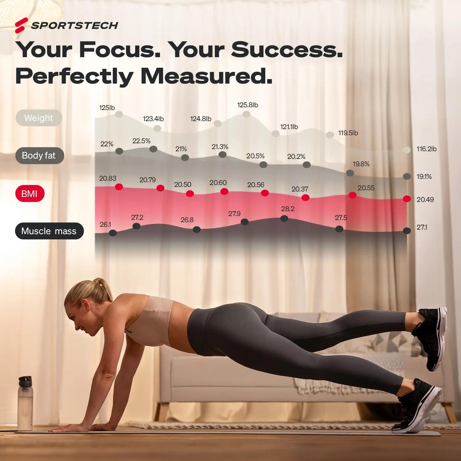 Analyseur d'Impédance Sportstech : Pèse Personne 180kg, Bluetooth | BBS300 2/8