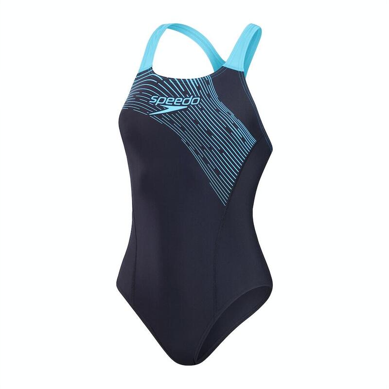 Speedo Womens Medley Logo 1 Piece True Navy / Picton Blue