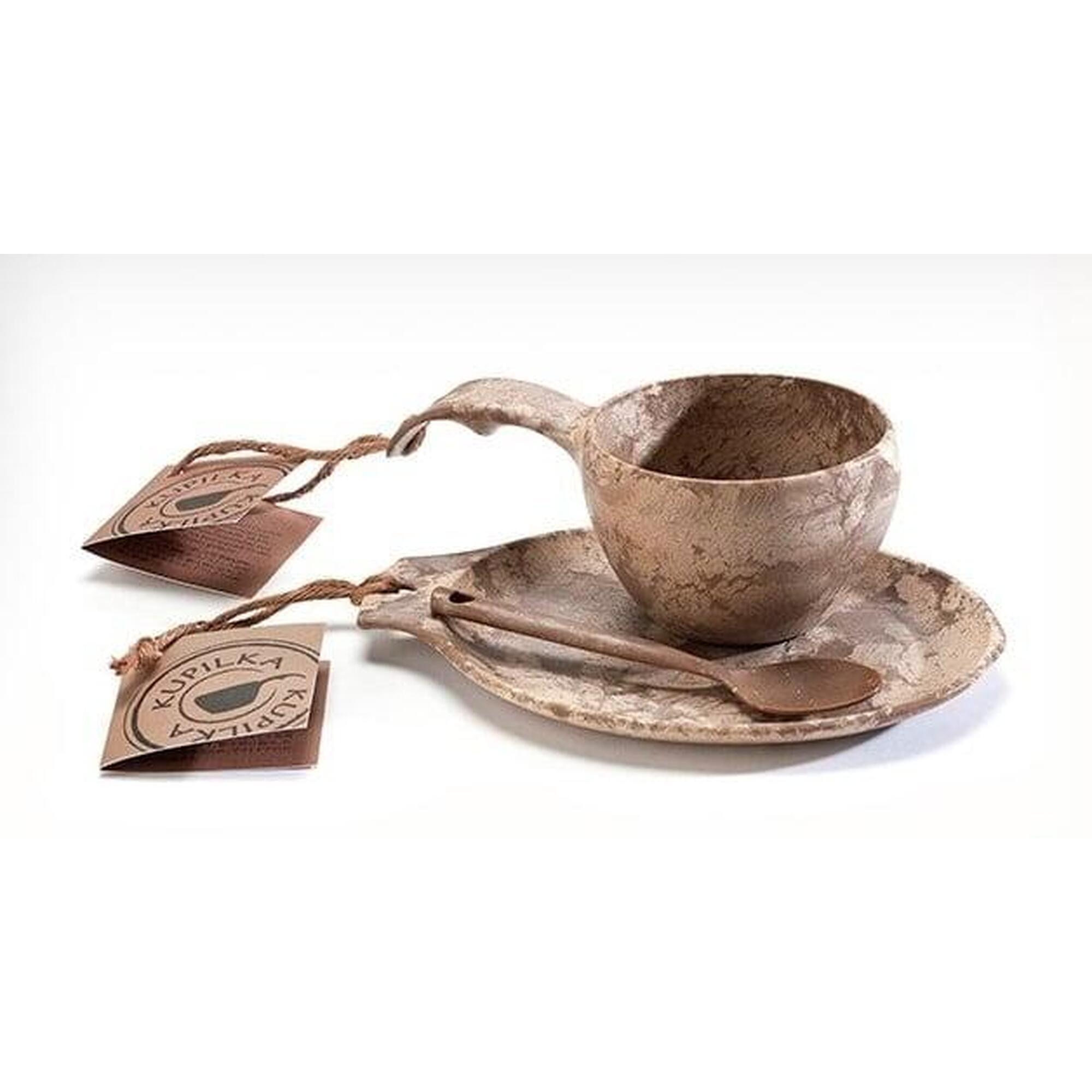 Kupilka Boîte-cadeau-Tasse, Cuillère et Assiette-Original (Marron)