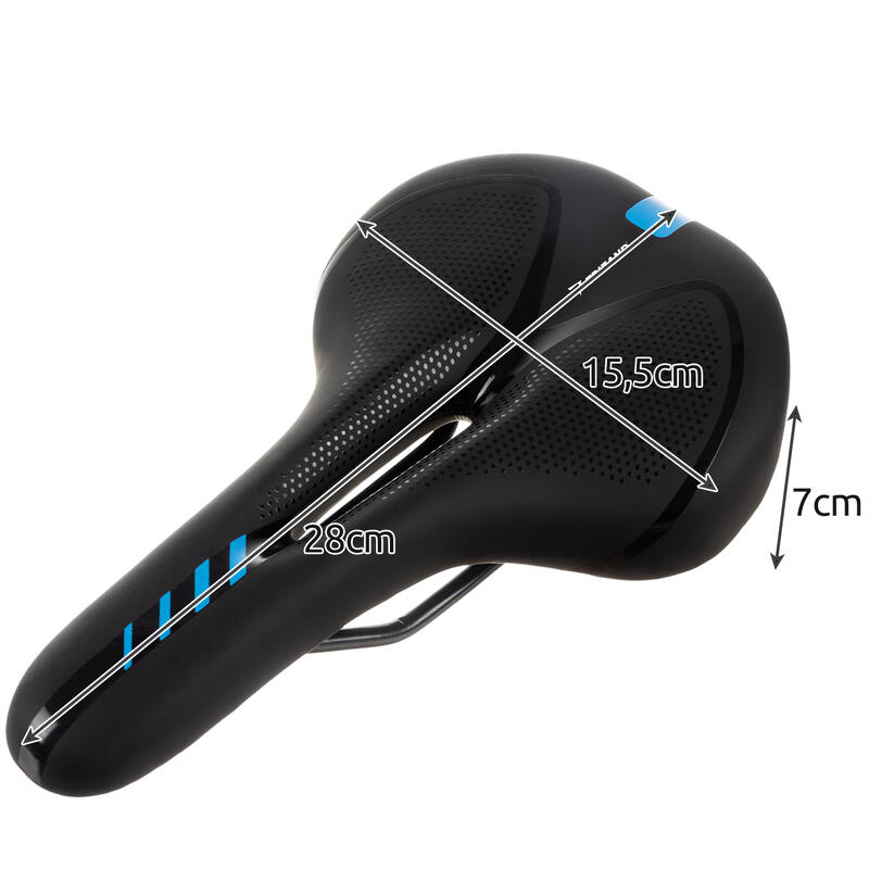 Șa de bicicletă confortabilă cu lumină spate - LED - Negru/Albastru