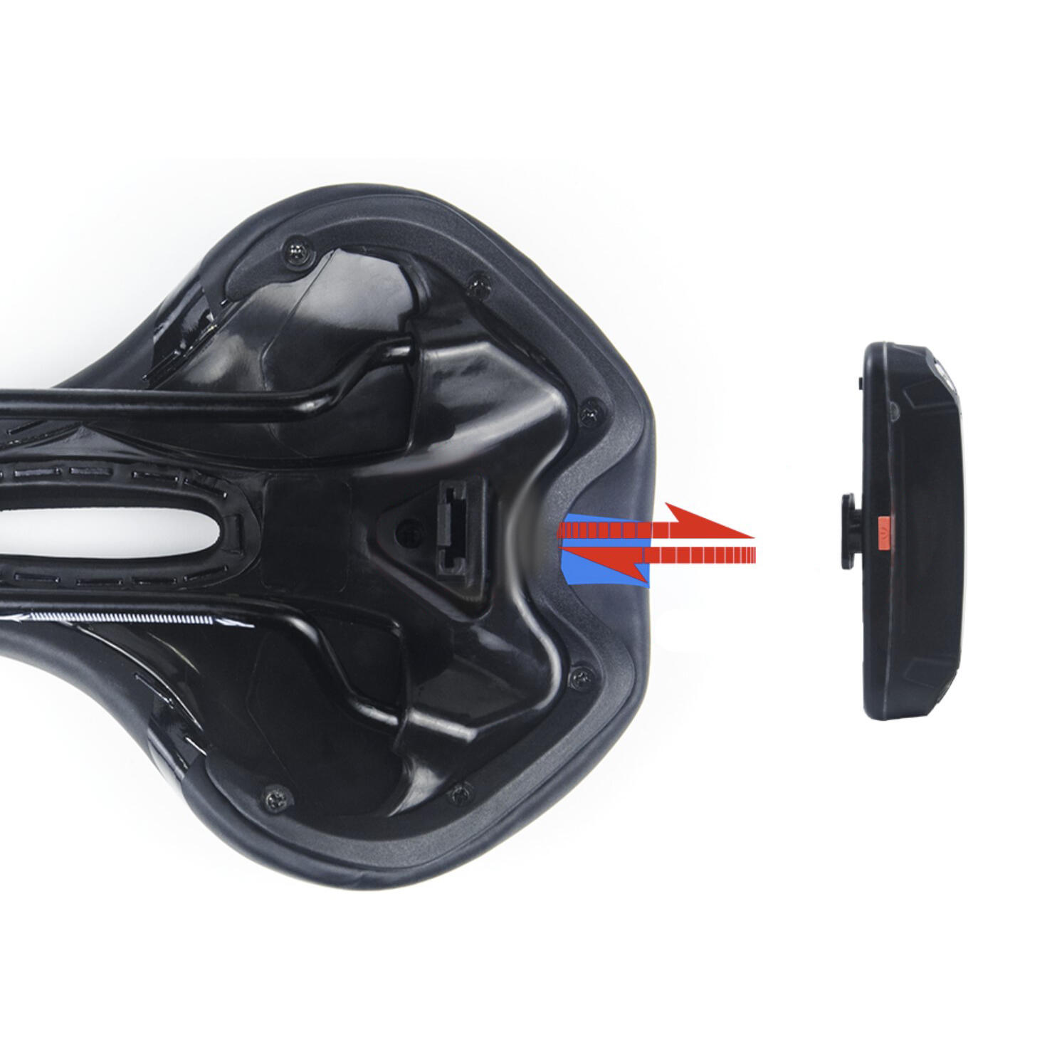 Sillín de bicicleta cómodo con luz trasera LED - Negro/Azul 3/7