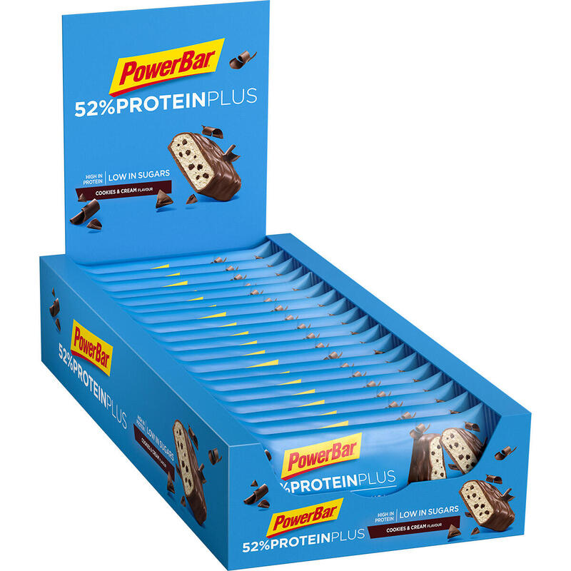 Powerbar 52% Protein Plus Cookies-Cream 20x50g - High Protein Low Sugar Riegel