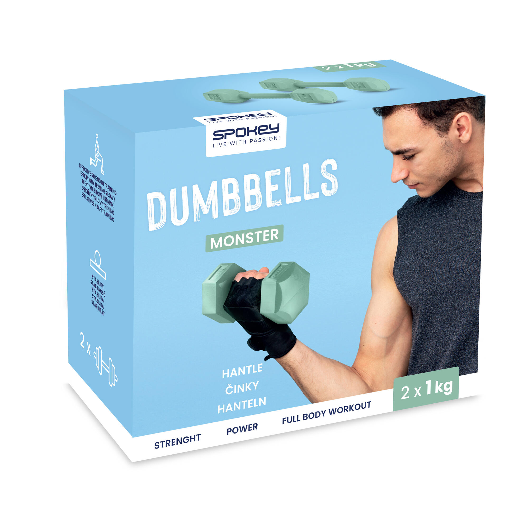 Hexagonale halters set 2x 1kg lichtgroen MONSTER 7/7