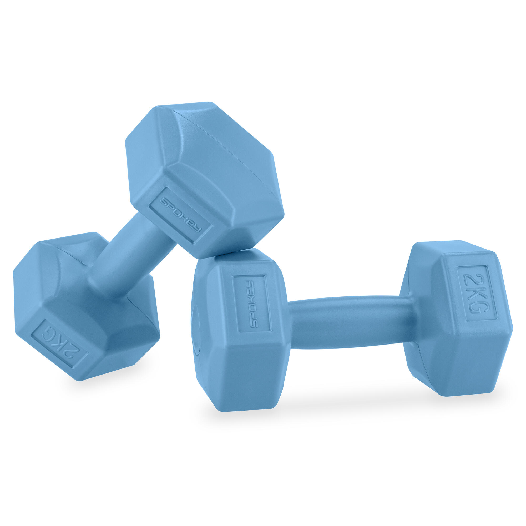 Hexagonale halters set 2x 2kg lichtblauw MONSTER 2/7