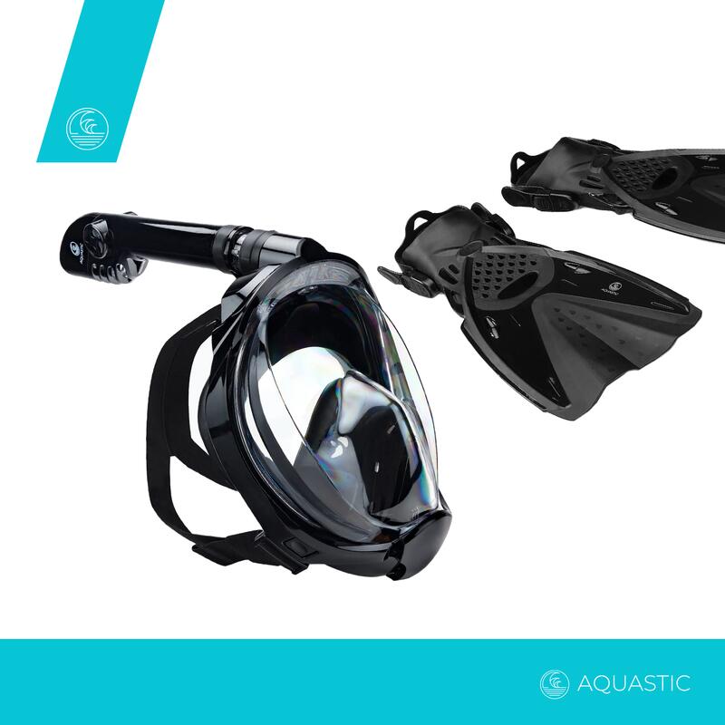 Zestaw do snorkelingu AQUASTIC Maska Fullface + Płetwy