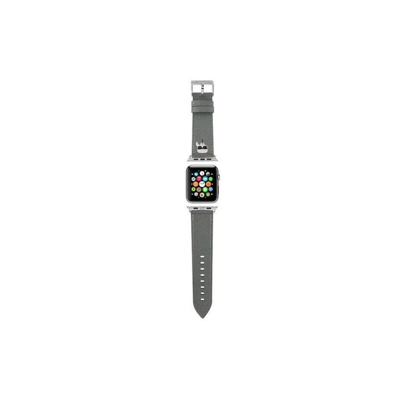 Curea Apple Watch 38mm / 40mm Karl Lagerfeld Saffiano Karl's Head Argintiu