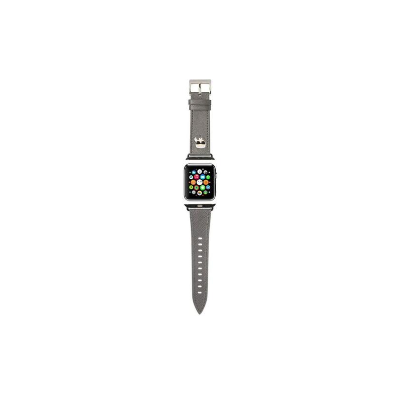Curea Apple Watch 42mm / 44mm Karl Lagerfeld Saffiano Karl's Head Argintiu