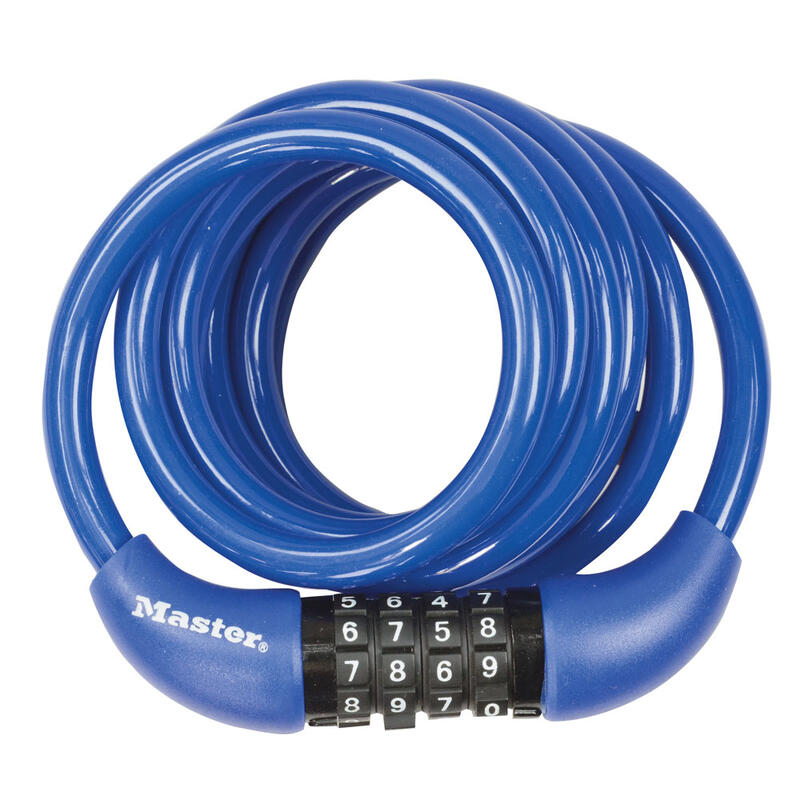 Antifurt Master Lock cablu spiralat cu cifru 1.8m x 8mm Gri