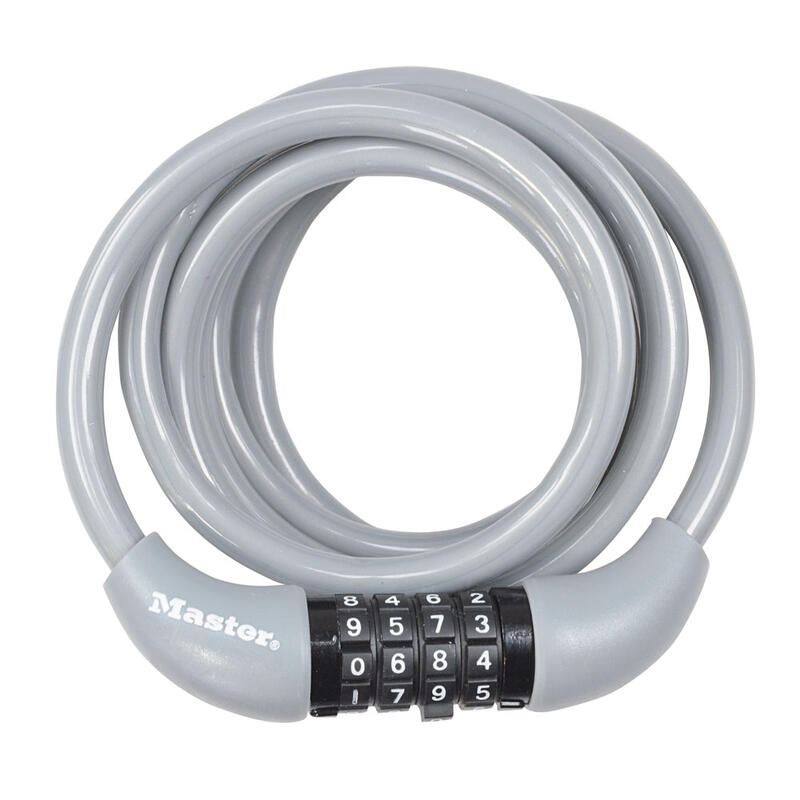 Antifurt Master Lock cablu spiralat cu cifru 1.8m x 8mm Albastru