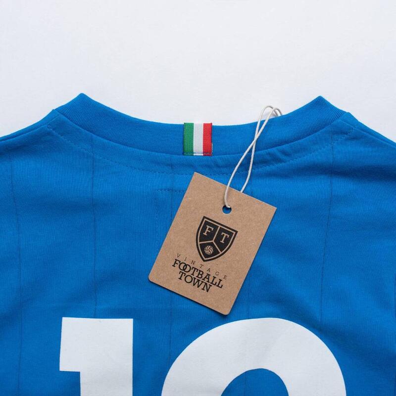 Gli Azzurri Retro T-Shirt met Veters Voetbal Volwassenen Vintage