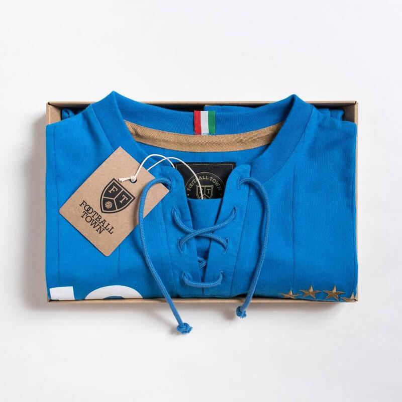 T-Shirt Gli Azzurri Retro with Laces Football Adult Vintage