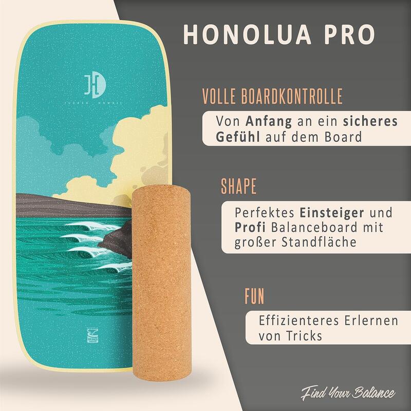 JUCKER HAWAII Balance Board - Honolua Pro inkl. Korkrolle & Korkmatte