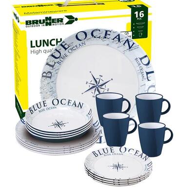 Melamin Campinggeschirr-Set Blue Ocean Midday 16-teilig