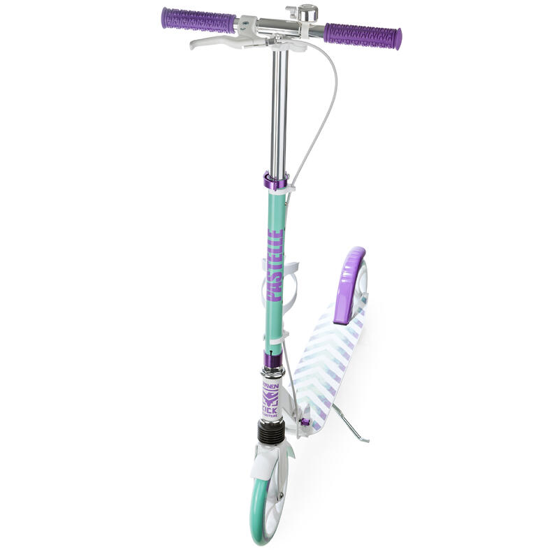 Scooter plegable con freno y suspensión Pastelle PRO 200mm Blanco/Morado