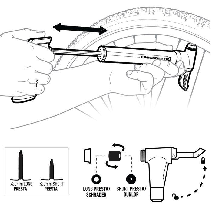 Pompă de bicicletă Blackburn Mammoth Anyvalve