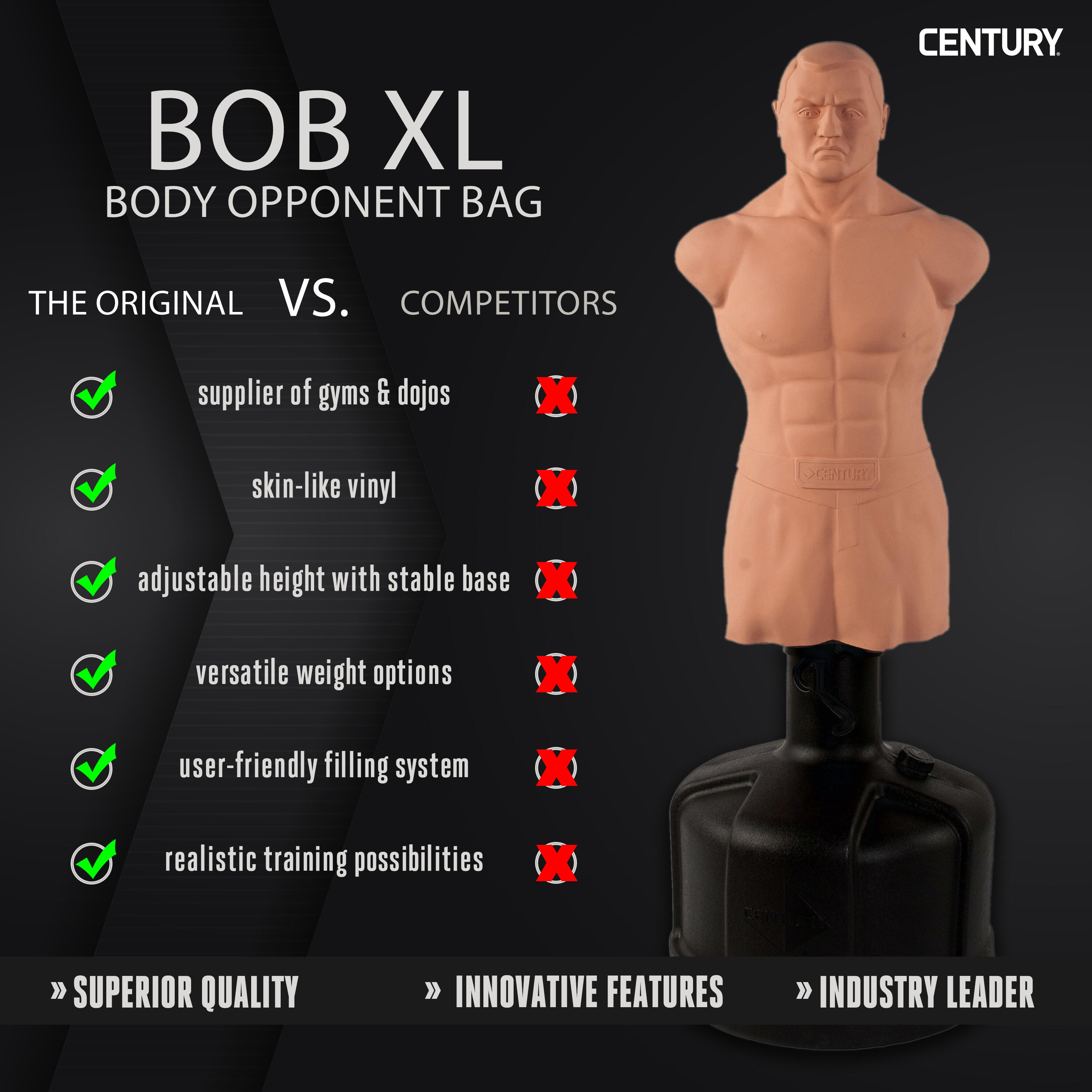 Boksdummy, staande bokszak, trainingspartner, vechtsport, BOB XL Century 5/7