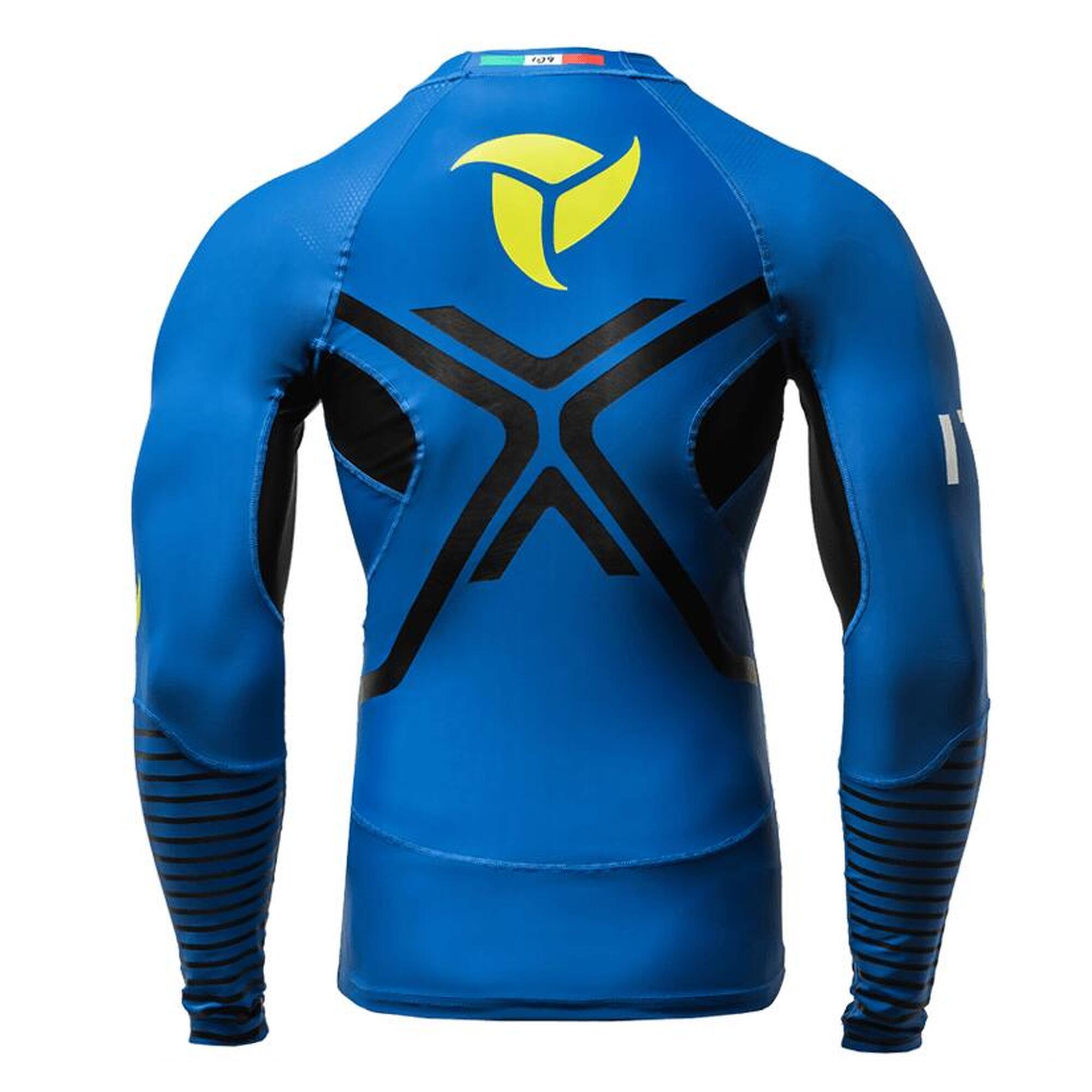 Maglia Anti UV Rashguard a Compressione Canoa, Kayak e SUP - Blu ITA