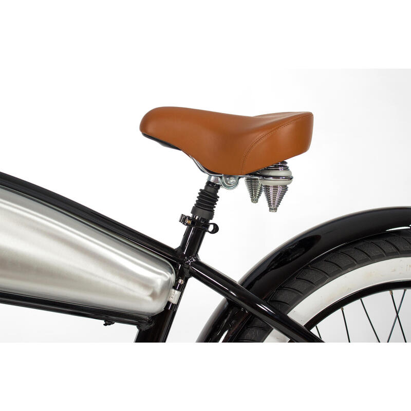 Bici Eléctrica Vintage Cruiser Custom Fat Bike - Rodars Outlaw Negro y Inox