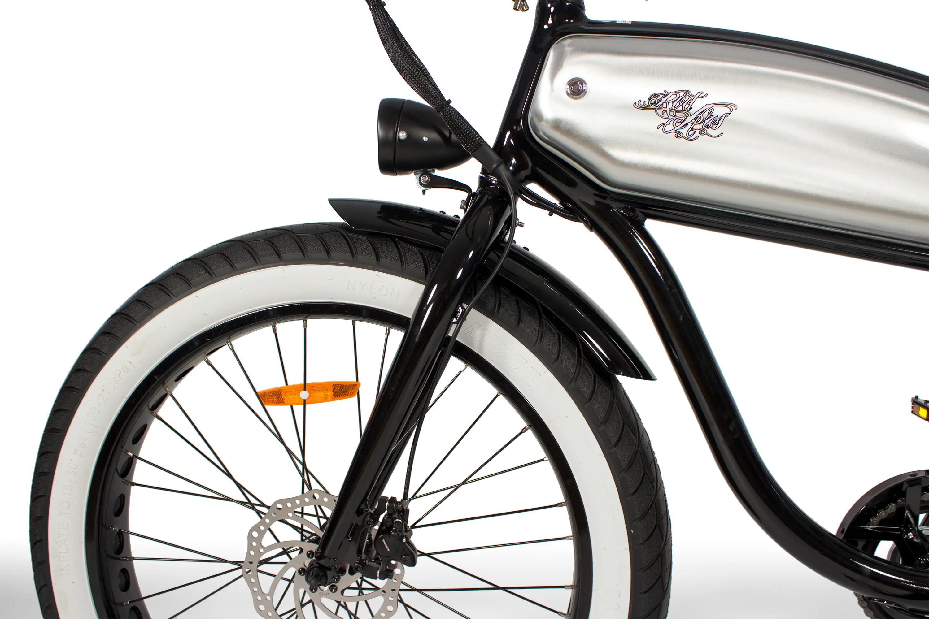 Bici Eléctrica Vintage Cruiser Custom Fat Bike - Rodars Outlaw Negro y Inox 6/7