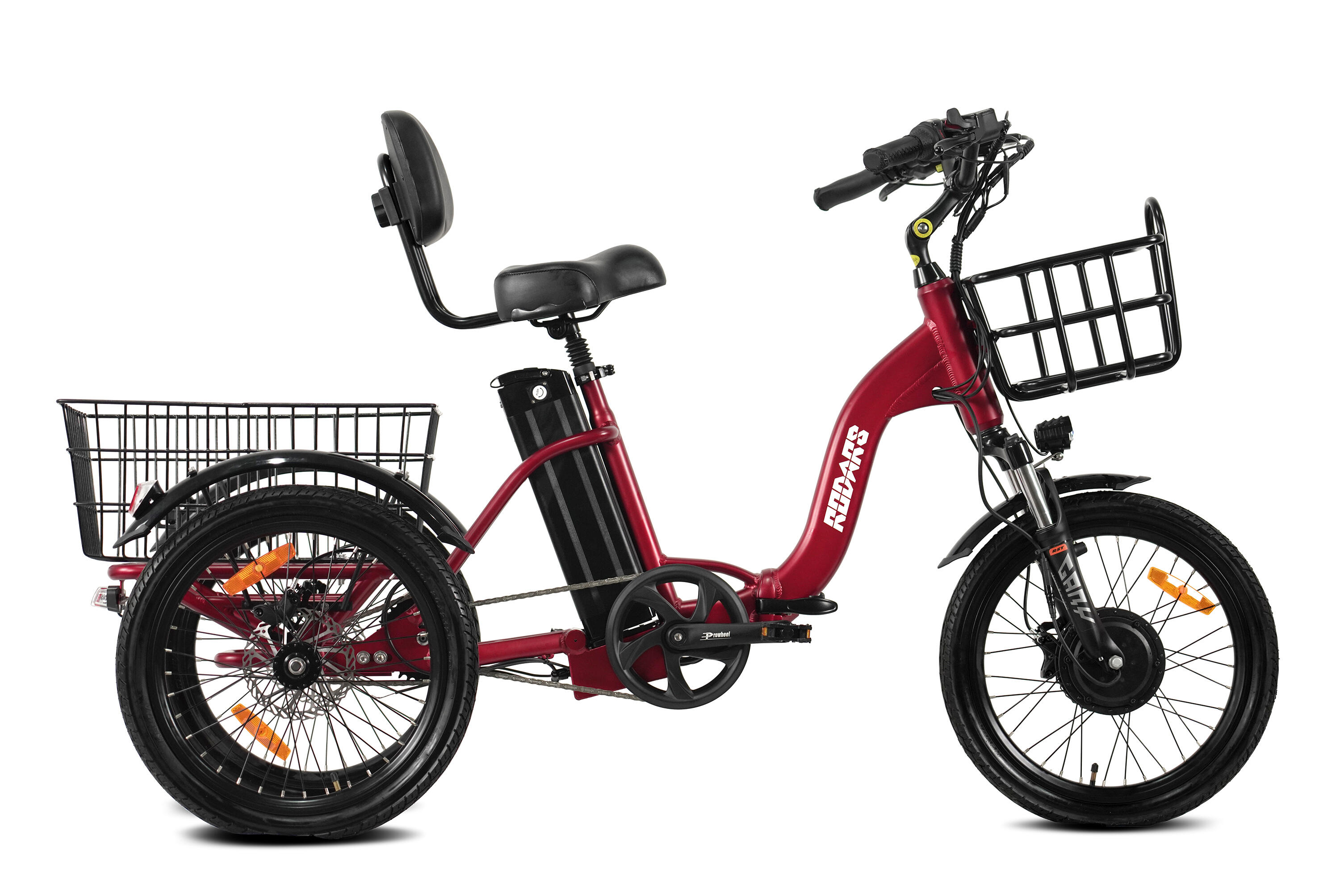 RODARS Triciclo Elétrico p/ adultos plegable - Rodars Swish Rojo Burdeos - Bat. 370Wh