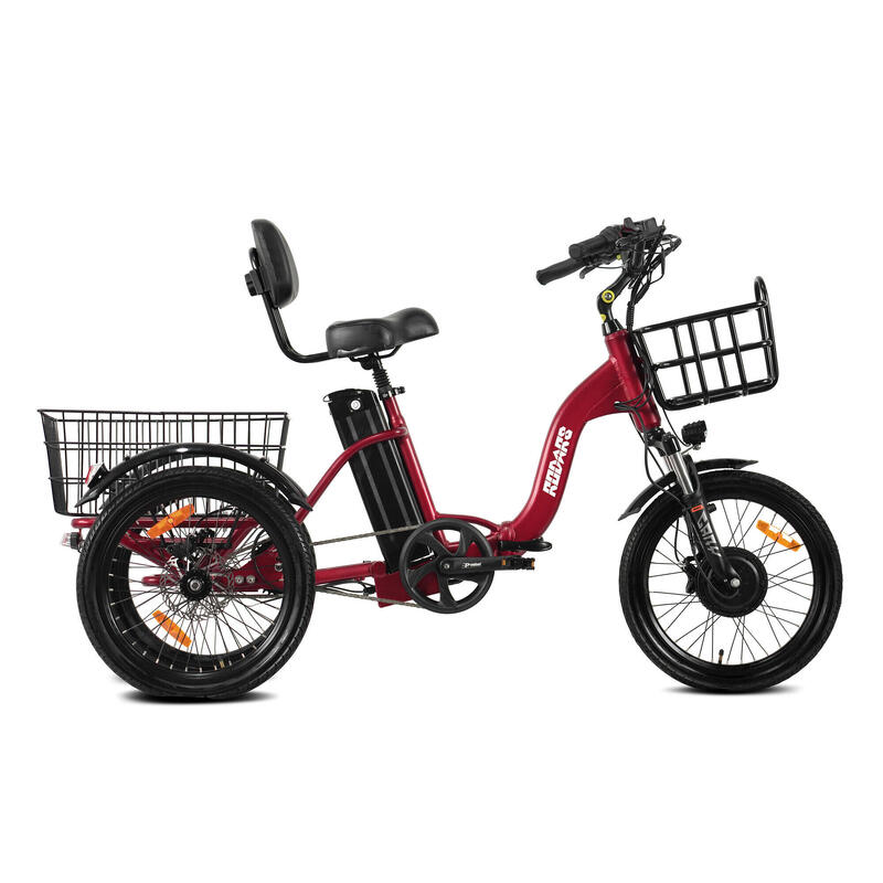 Triciclo Elétrico p/ adultos plegable - Rodars Swish Rojo Burdeos - Bat. 370Wh