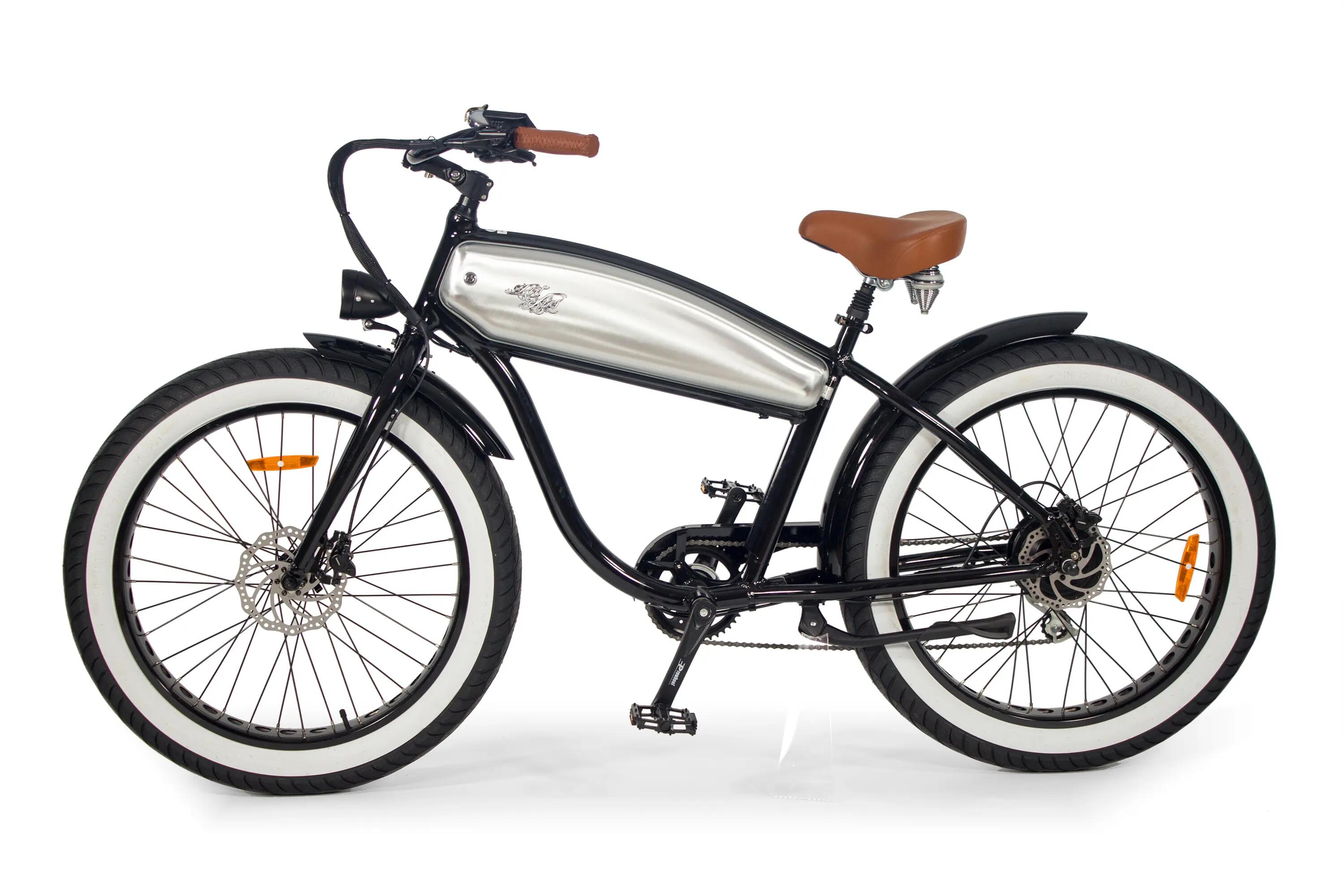Bici Eléctrica Vintage Cruiser Custom Fat Bike - Rodars Outlaw Negro y Inox 2/7