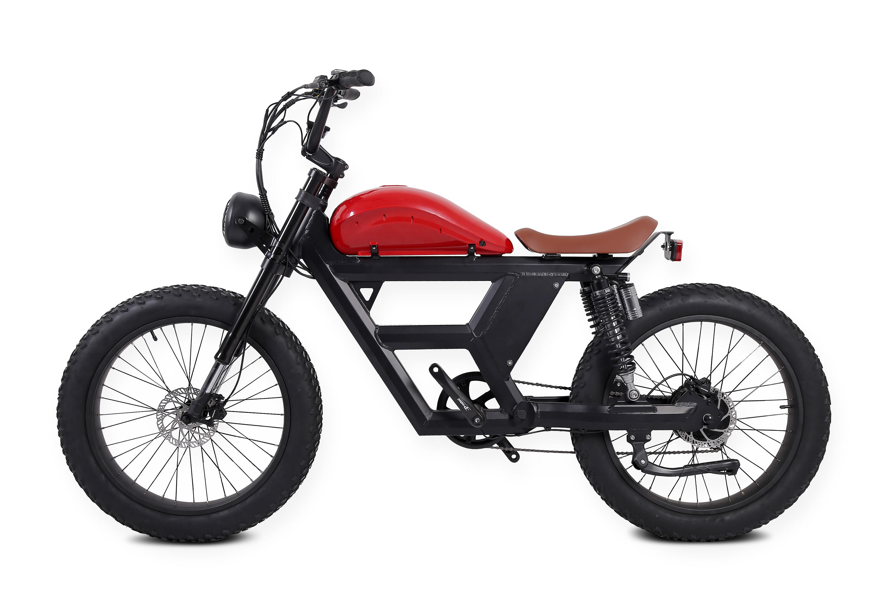 Fat Bike Eléctrica Vintage - Retro e-bike Rodars El Camino - Negro y Rojo 2/6