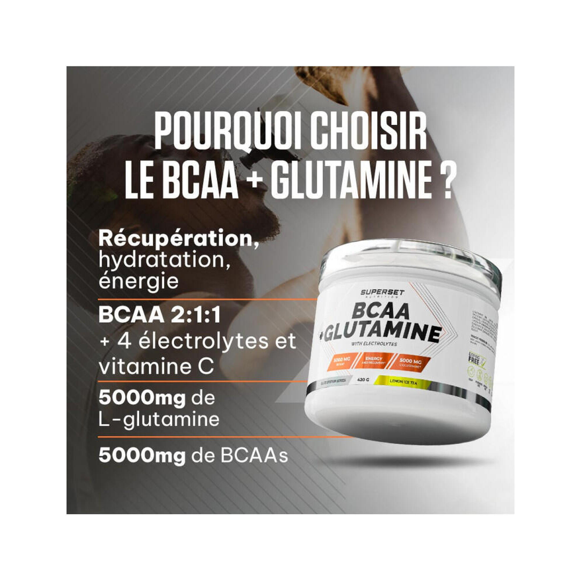BCAA + GLUTAMINE (420G) Ice Tea Citron SUPERSET NUTRITION Decathlon