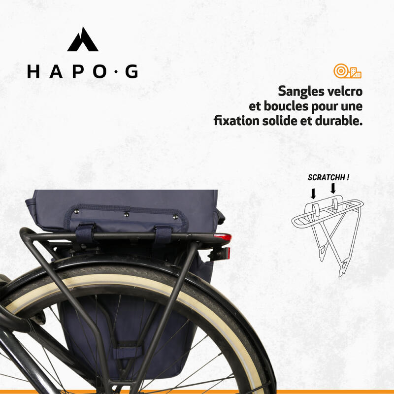 Sacoche double vélo porte-bagage étanche 27L, 2x13,5L BLEU - HAPO-G