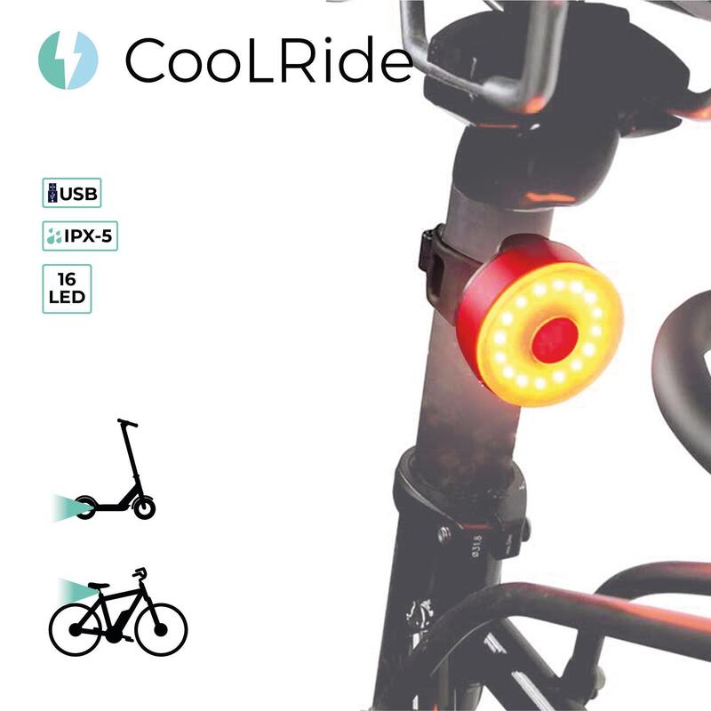 Eclairage vélo arrière USB - Fixation Universelle - Accessoire Vélo, trottinette
