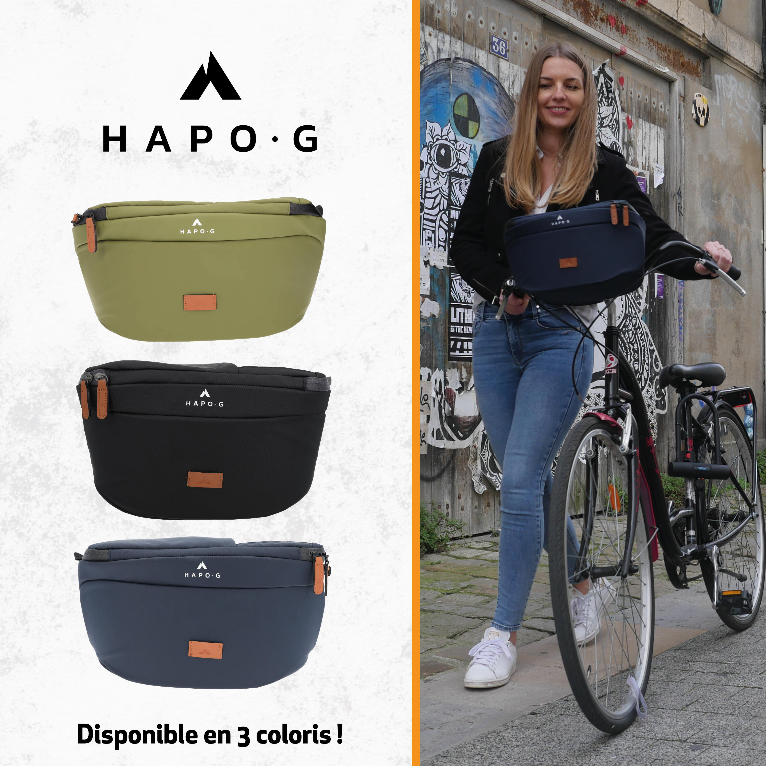 Sacoche de guidon vélo waterproof 7L KAKI - Support smartphone - HAPO-G 5/7