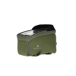 Sacoche de cadre vélo 1,6L Kaki - Support smartphone avec pare-soleil - HAPO-G