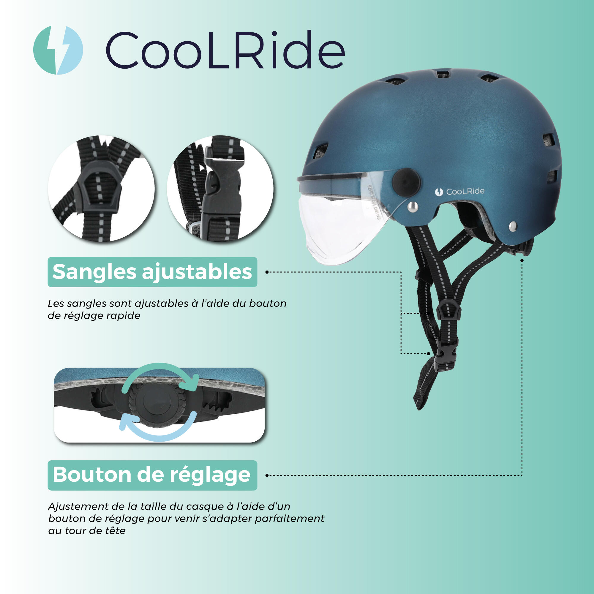 Casque velo adulte 53 59 cm avec visere integree COOLRIDE Decathlon