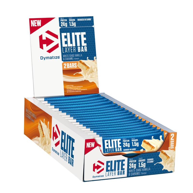 Dymatize Elite Layer Bar White Choc Vanilla - Caramel 18x(2x30g)-Protein Riegel