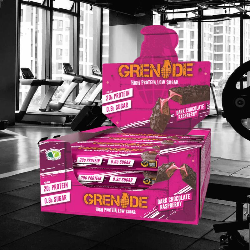 Grenade Protein Bars - Chocolat noir à la framboise - 720 grammes (12 barres)