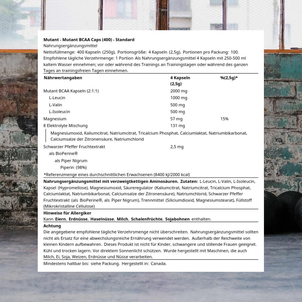 Mutant Mutant BCAA Caps (400) Standard - Amino Acids - BCAA 3/4