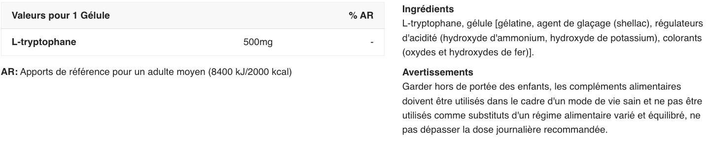 L-Tryptophane - Tryptophan - 60 Gélules 2/3