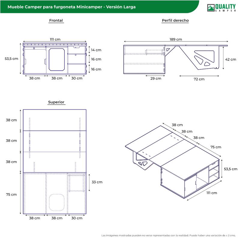 Mueble Kit - Furgonetas MiniCamper: Rifter, Partner (+modelos) - Versión Larga