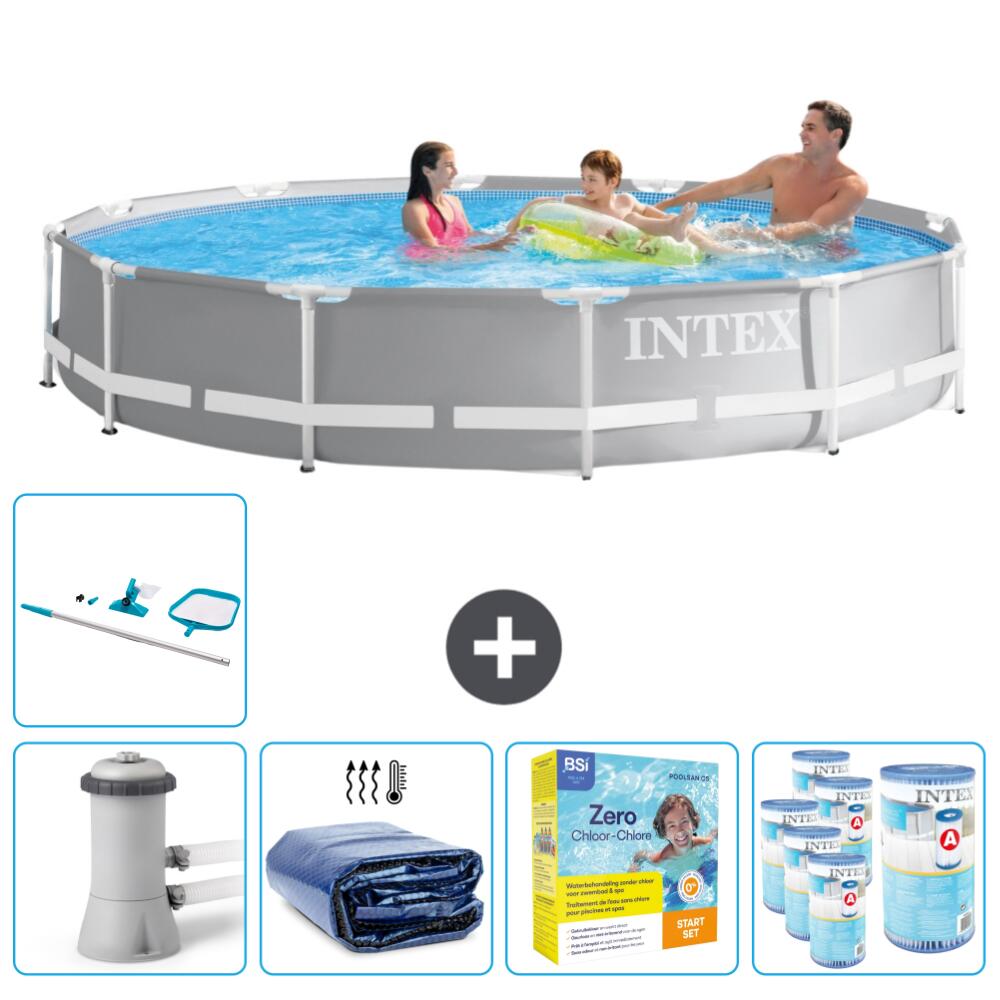 Intex - Piscine Ronde À Cadre Prisme Intex 366x76 Cm Avec Accessoires - 2671228 - Piscine - Gris - Taille Unique - Decathlon